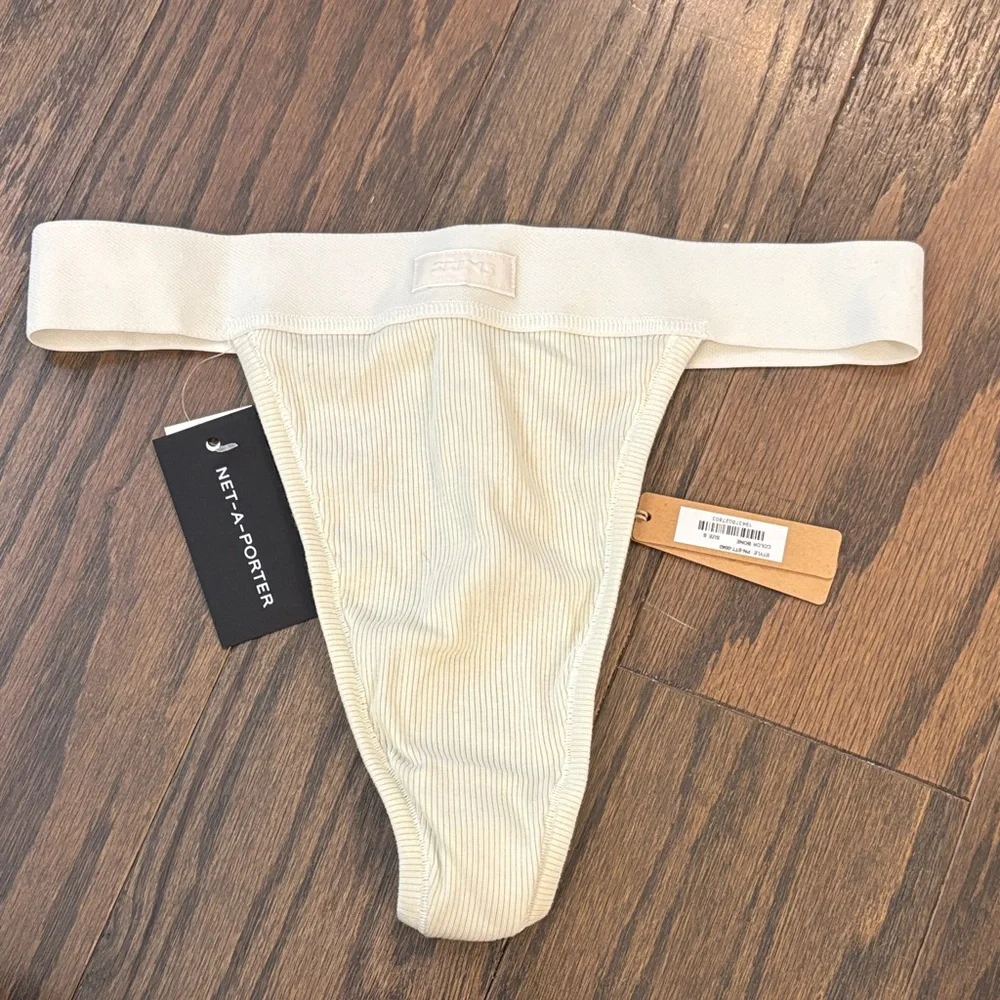 SKIMS Cream Ribbed Thong - Picture 1 of 1